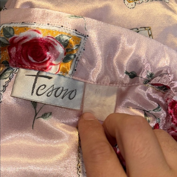 Tesori Pink Floral Satin Pajama Set - Picture 5 of 5